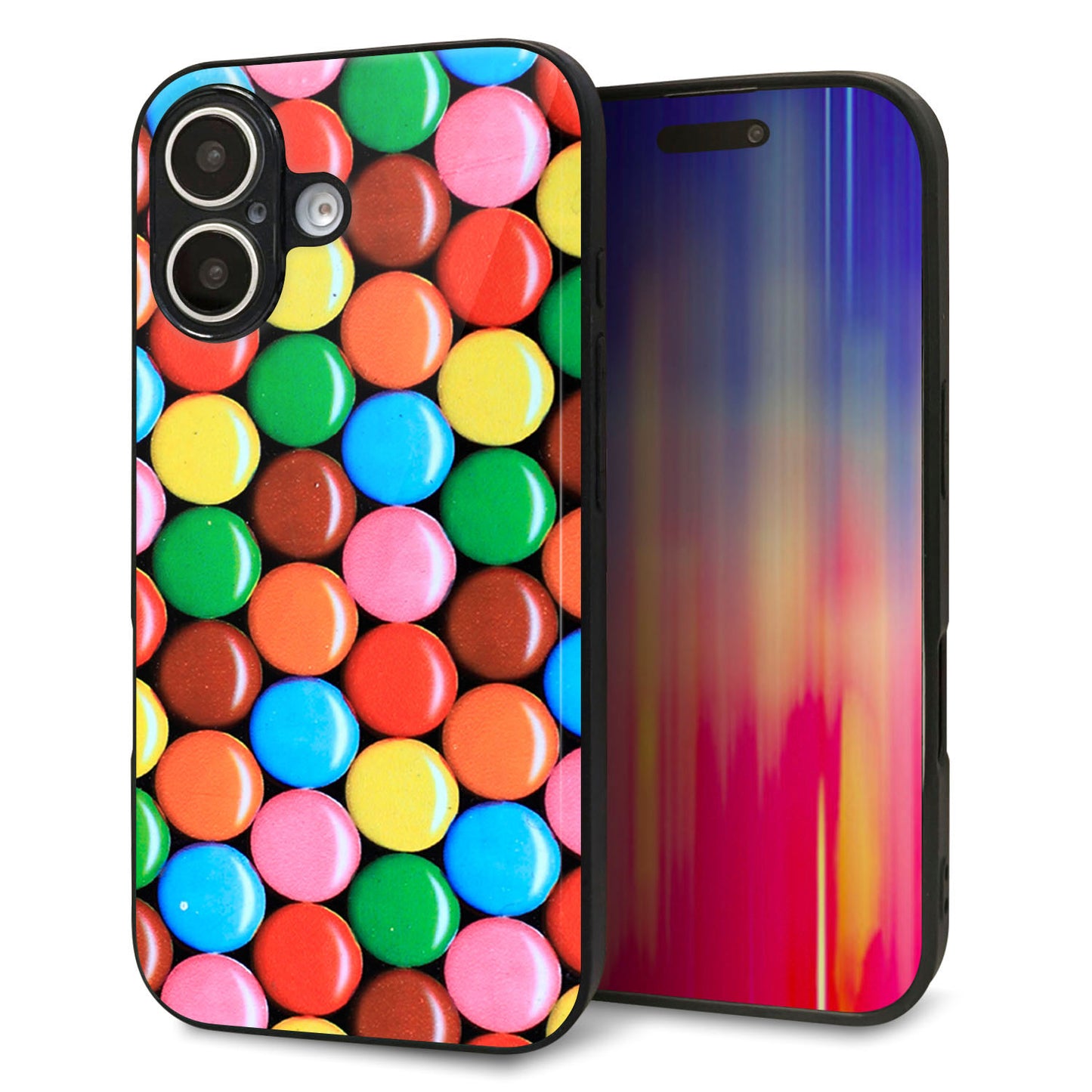 iPhone16 強化ガラス＆TPUスマホケース ガラプリ【448 マーブルチョコ】