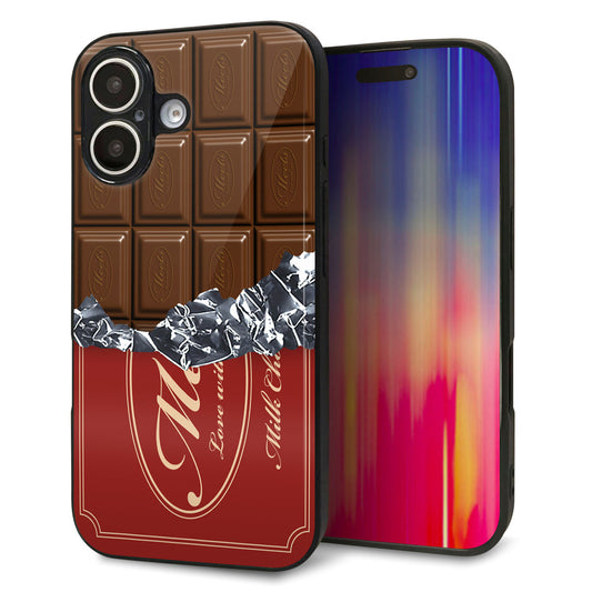 iPhone16 強化ガラス＆TPUスマホケース ガラプリ【535 板チョコ-エンジ包装】