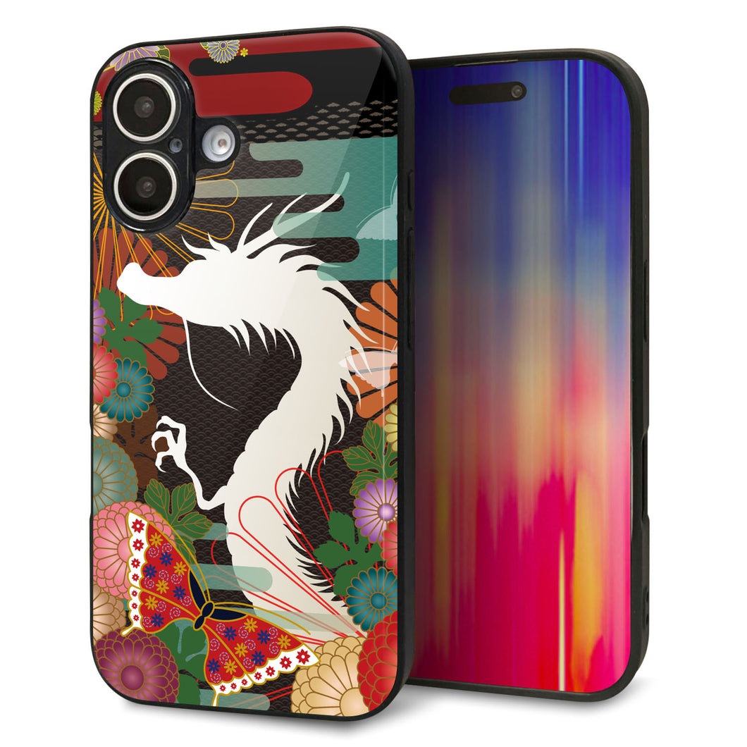 iPhone16 強化ガラス＆TPUスマホケース ガラプリ【635 白龍】