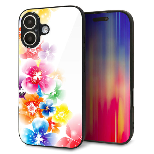 iPhone16 強化ガラス＆TPUスマホケース ガラプリ【1209 光と花】