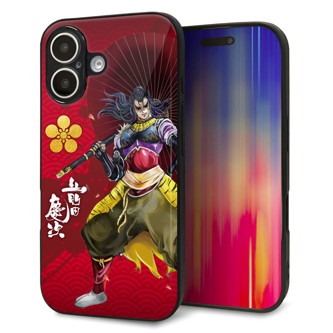 iPhone16 強化ガラス＆TPUスマホケース ガラプリ【AB806 前田慶次 イラストと家紋】