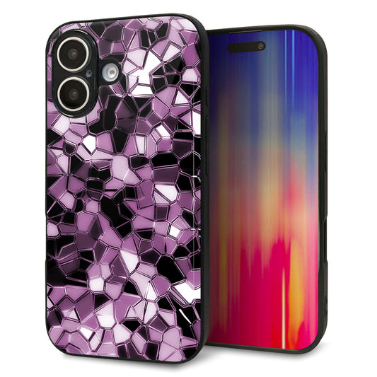 iPhone16 強化ガラス＆TPUスマホケース ガラプリ【EK837 テクニカルミラーパープル】