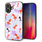 iPhone16 強化ガラス＆TPUスマホケース ガラプリ【HA214 金魚 花柄 パープル】