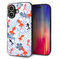 iPhone16 強化ガラス＆TPUスマホケース ガラプリ【HA215 金魚 花柄 ブルー】