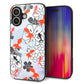 iPhone16 強化ガラス＆TPUスマホケース ガラプリ【HA216 金魚 花柄 グレー】