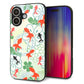 iPhone16 強化ガラス＆TPUスマホケース ガラプリ【HA218 金魚 花柄 グリーン】