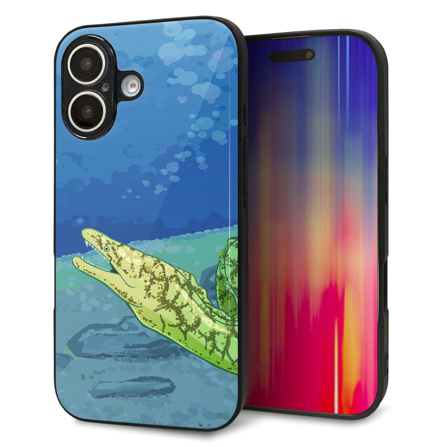 iPhone16 強化ガラス＆TPUスマホケース ガラプリ【HA260 ポケットアクアリウム ウツボ】