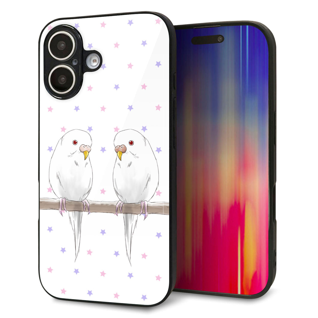 iPhone16 強化ガラス＆TPUスマホケース ガラプリ【HA273 インコイノ スター】