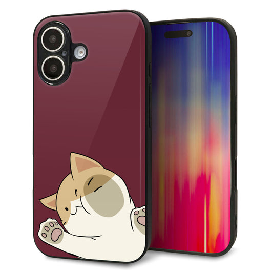 iPhone16 強化ガラス＆TPUスマホケース ガラプリ【HA291 むぎゅっとハチワレ】