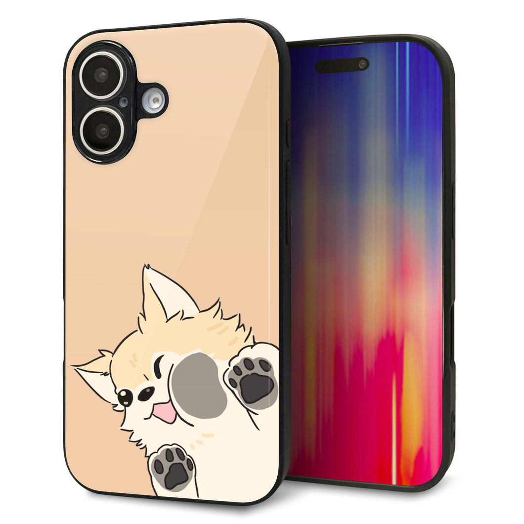 iPhone16 強化ガラス＆TPUスマホケース ガラプリ【HA292 むぎゅっとチワワ】