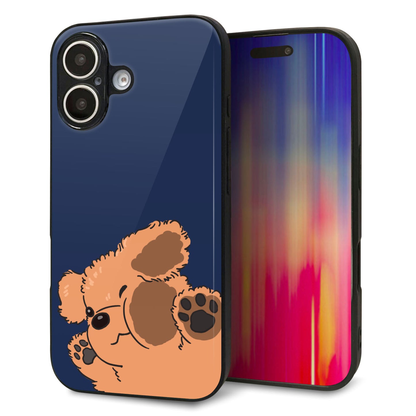 iPhone16 強化ガラス＆TPUスマホケース ガラプリ【HA295 むぎゅっとトイプー】