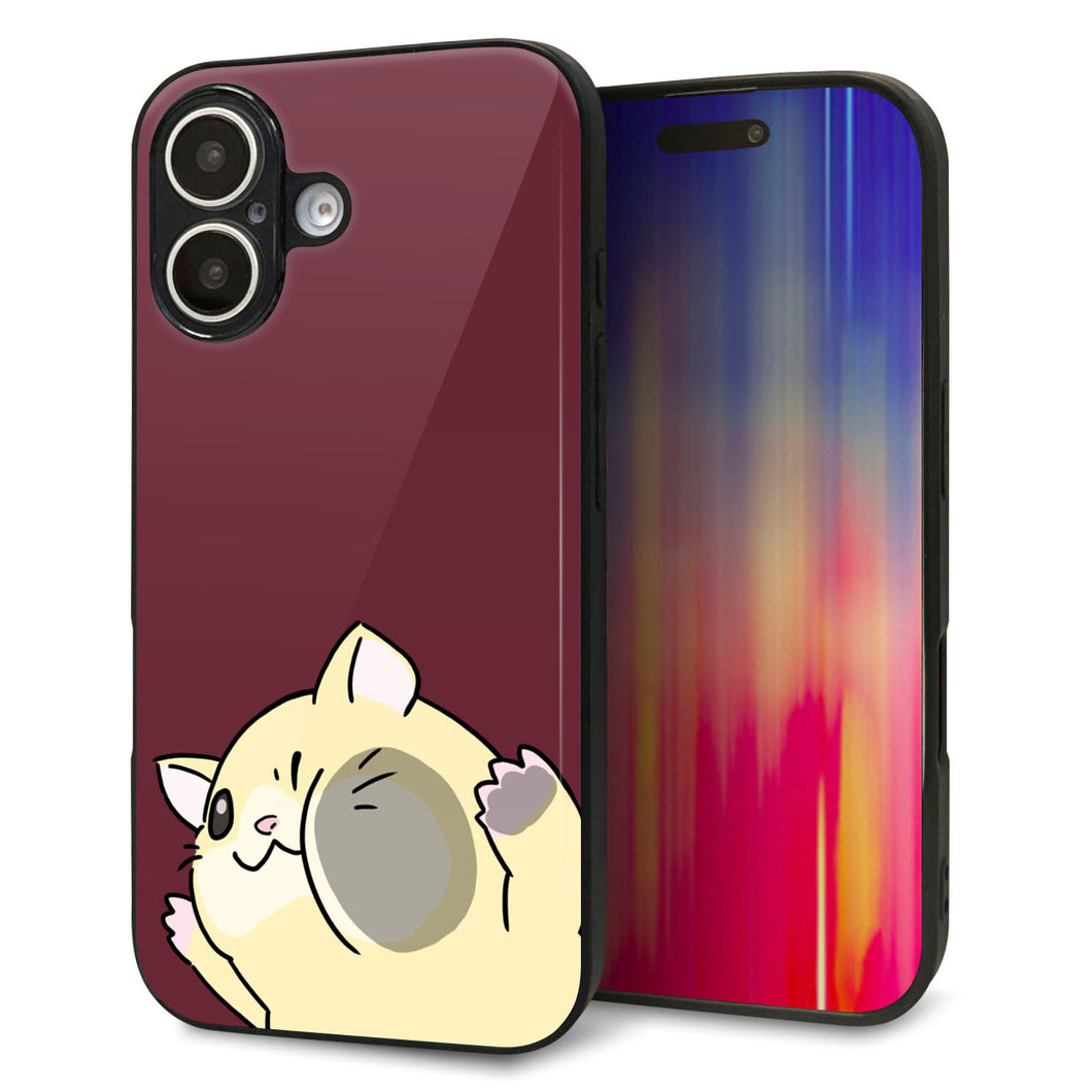 iPhone16 強化ガラス＆TPUスマホケース ガラプリ【HA296 むぎゅっとキンクマ】