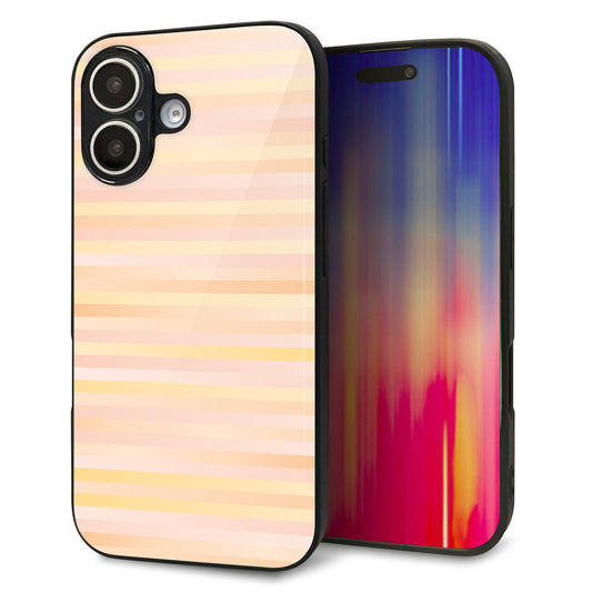 iPhone16 強化ガラス＆TPUスマホケース ガラプリ【IB909 グラデーションボーダー_オレンジ】