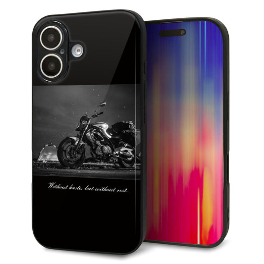 iPhone16 強化ガラス＆TPUスマホケース ガラプリ【KM879 バイク】