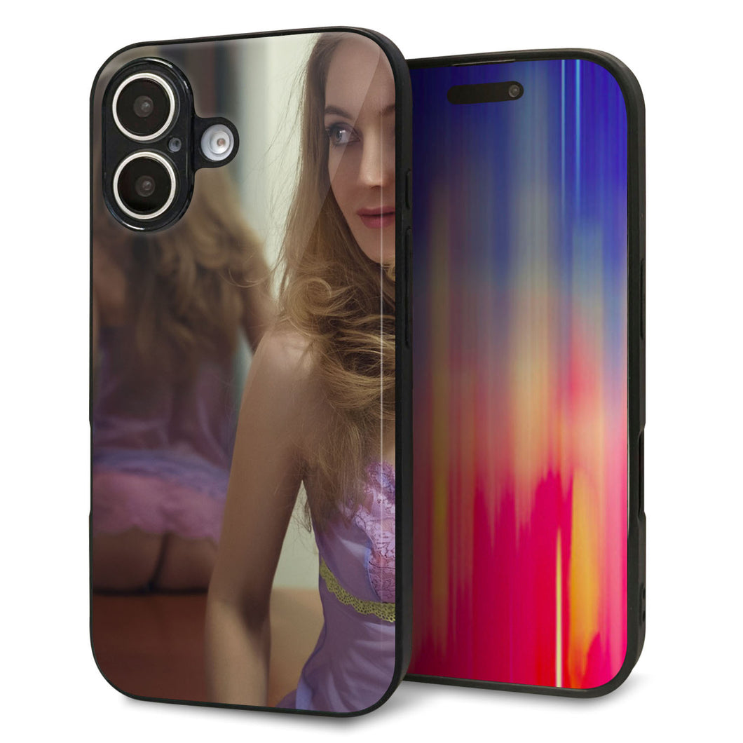 iPhone16 強化ガラス＆TPUスマホケース ガラプリ【KM886 ミラー】