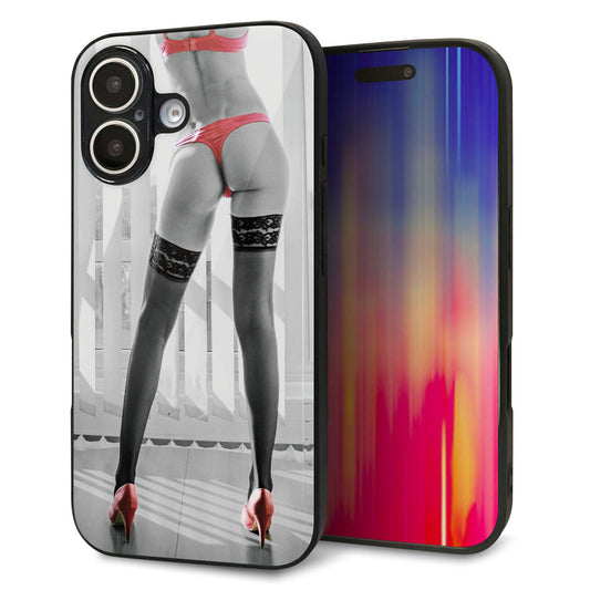 iPhone16 強化ガラス＆TPUスマホケース ガラプリ【KM889 ハイヒール】