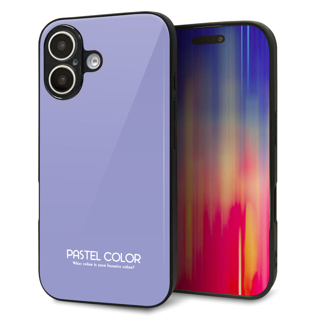 iPhone16 強化ガラス＆TPUスマホケース ガラプリ【KM900 パステルカラー(パステルブルー)】