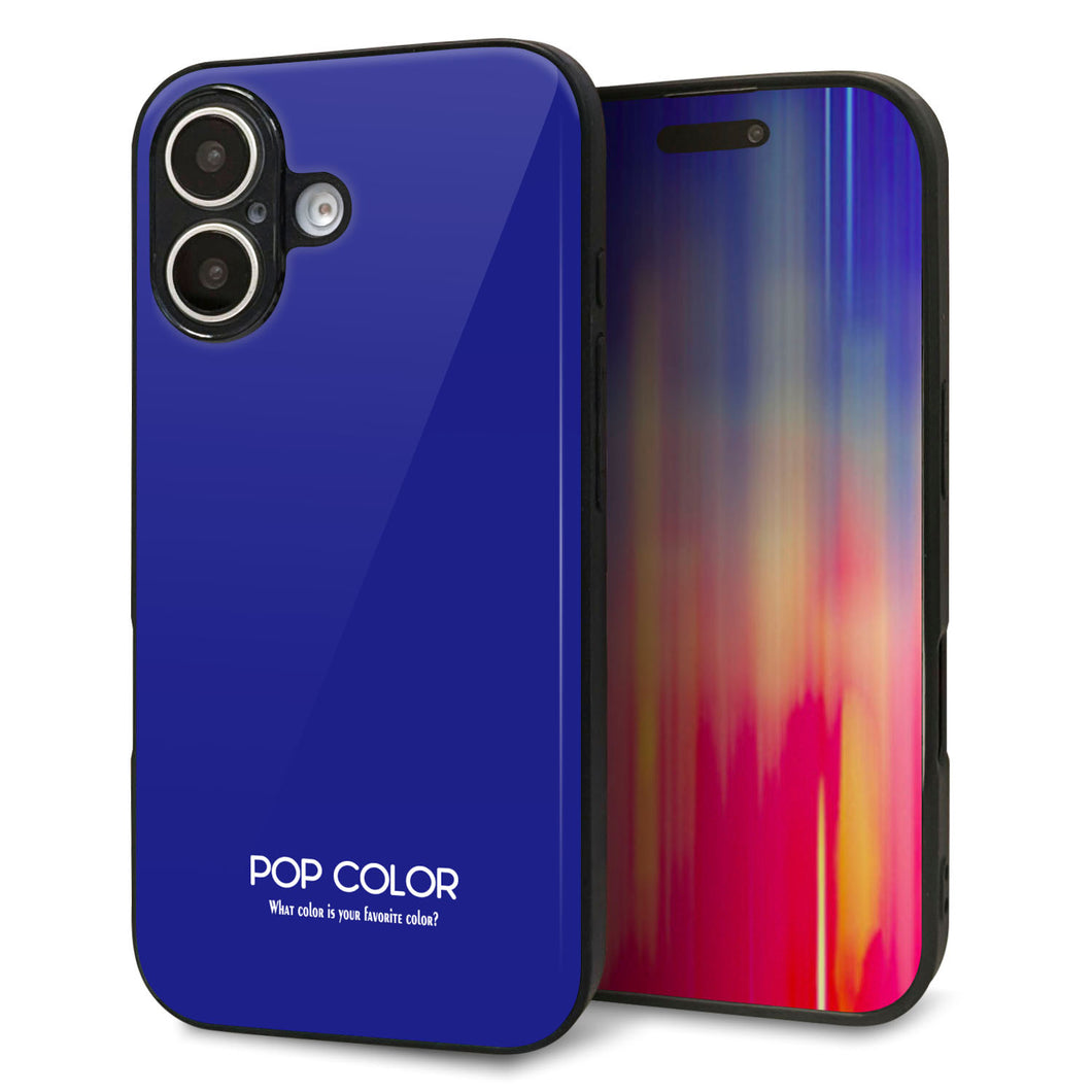 iPhone16 強化ガラス＆TPUスマホケース ガラプリ【KM912 ポップカラー(ブルー)】