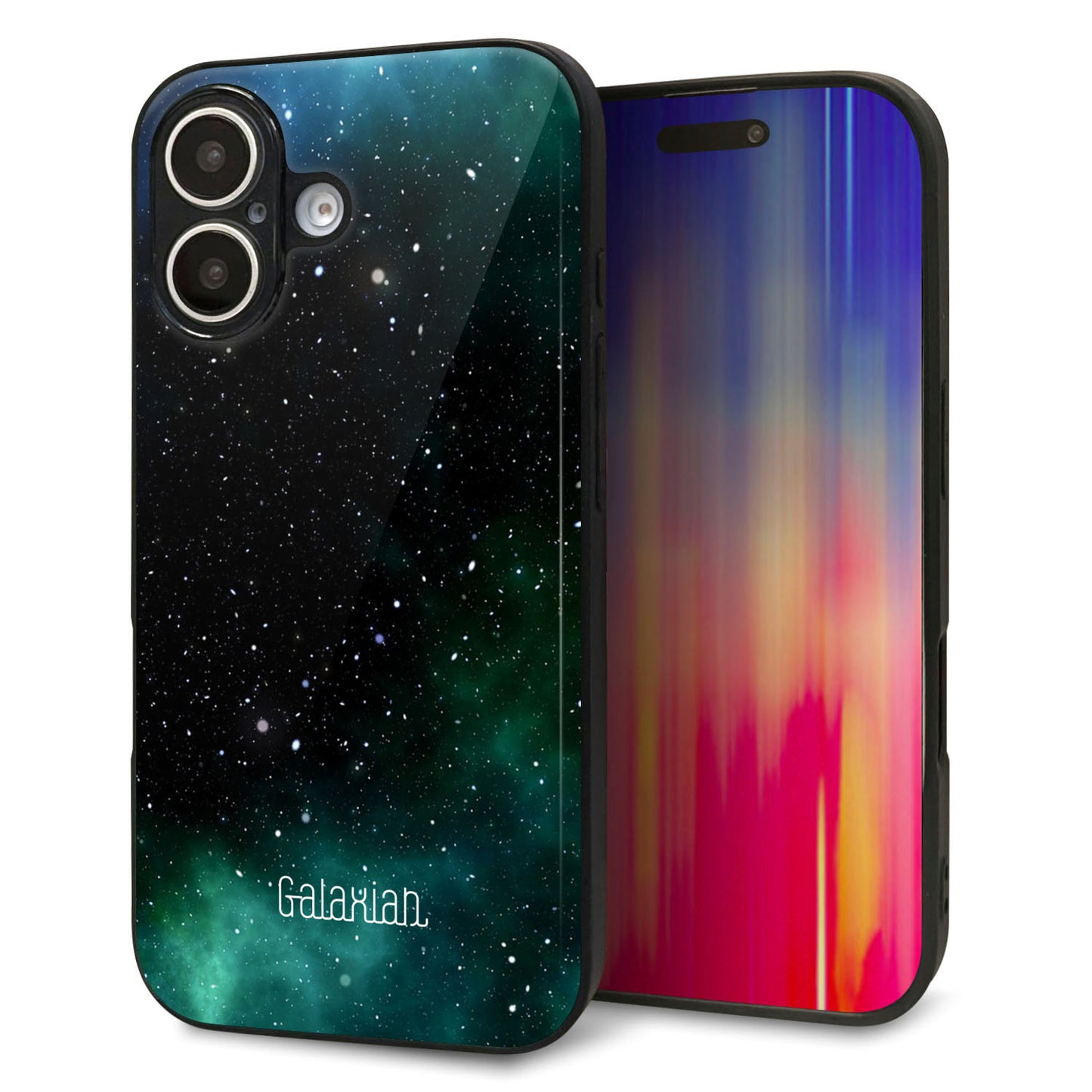 iPhone16 強化ガラス＆TPUスマホケース ガラプリ【KM927 Galaxias Green】