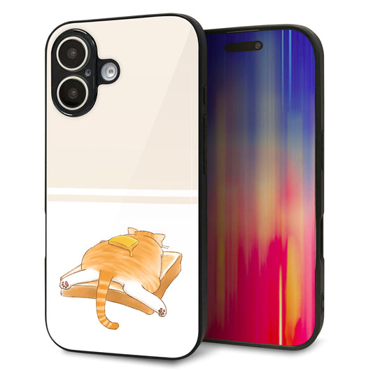 iPhone16 強化ガラス＆TPUスマホケース ガラプリ【KM959 バター】