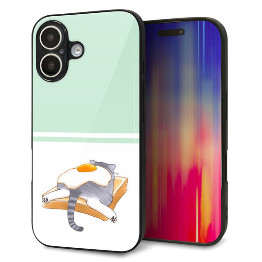 iPhone16 強化ガラス＆TPUスマホケース ガラプリ【KM960 目玉焼き】