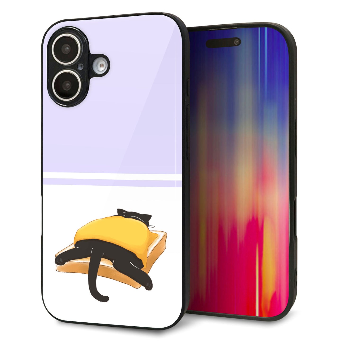 iPhone16 強化ガラス＆TPUスマホケース ガラプリ【KM962 チーズ】