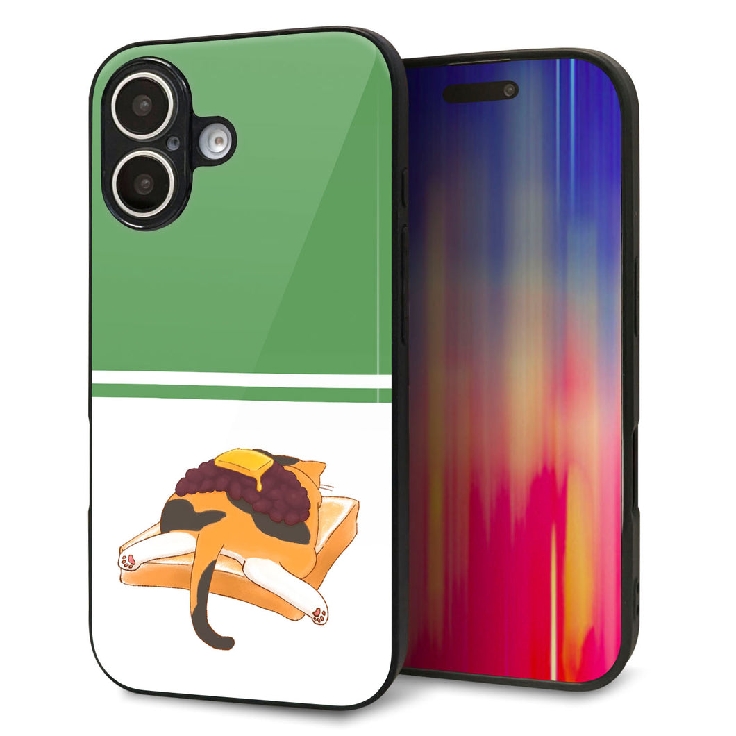 iPhone16 強化ガラス＆TPUスマホケース ガラプリ【KM963 あずき】