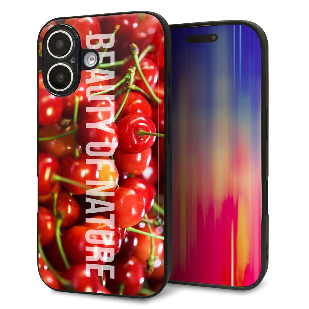 iPhone16 強化ガラス＆TPUスマホケース ガラプリ【MA883 チェリー】
