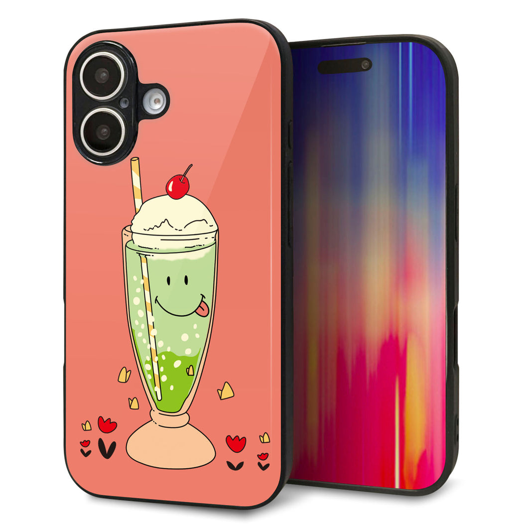 iPhone16 強化ガラス＆TPUスマホケース ガラプリ【MA900 クリームソーダ】