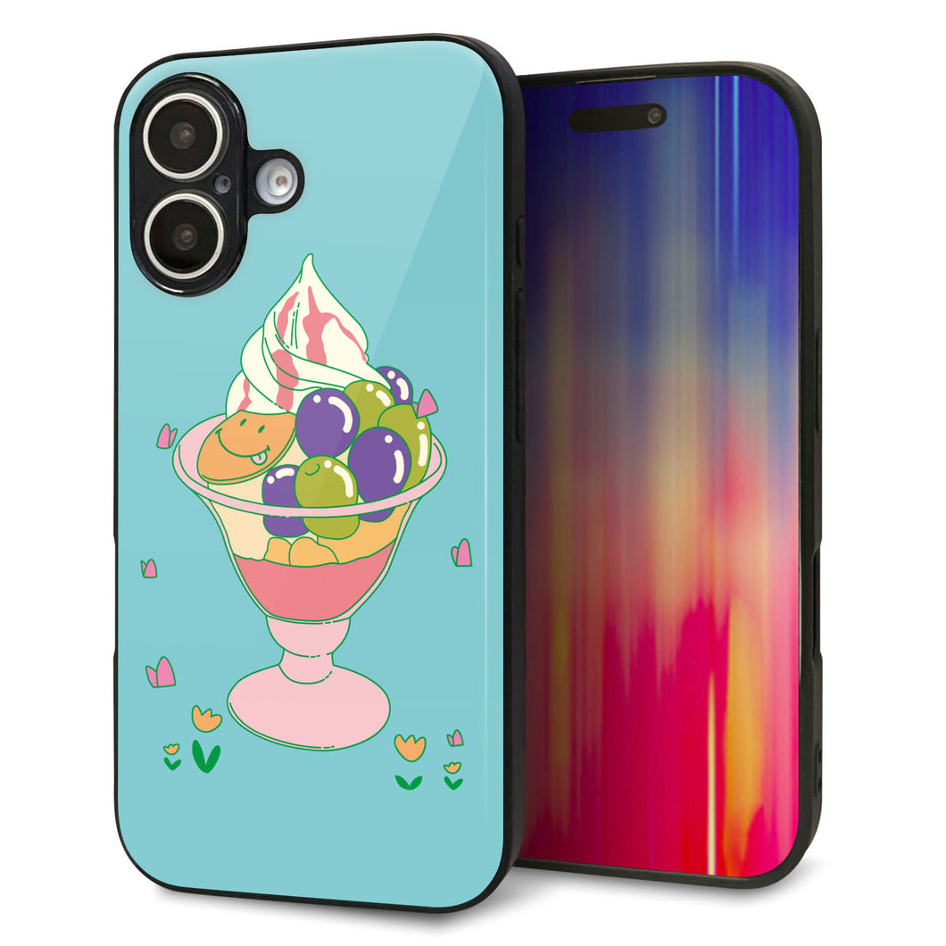 iPhone16 強化ガラス＆TPUスマホケース ガラプリ【MA905 マスカットパフェ】