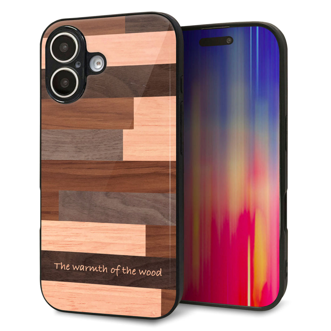 iPhone16 強化ガラス＆TPUスマホケース ガラプリ【MA927 寄木細工 ボーダー】