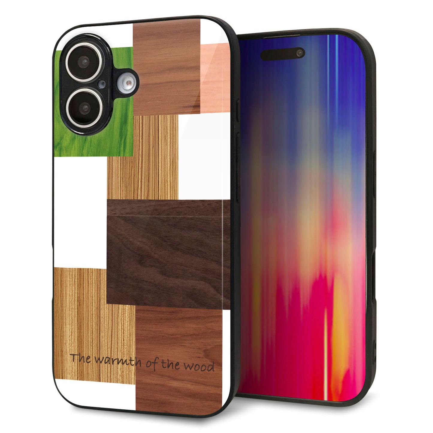 iPhone16 強化ガラス＆TPUスマホケース ガラプリ【MA928 寄木細工 ランダム】