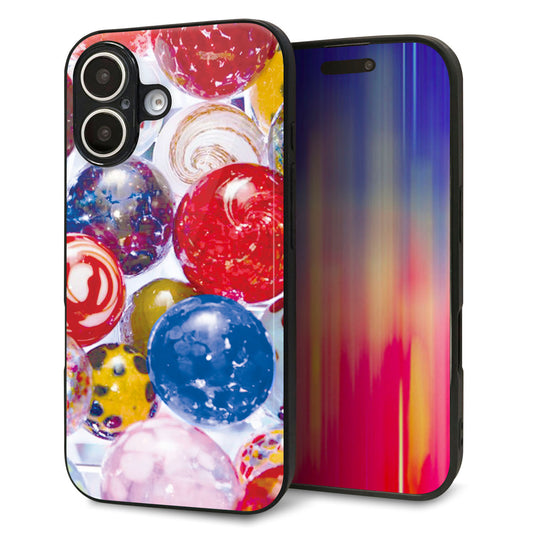 iPhone16 強化ガラス＆TPUスマホケース ガラプリ【MA935 ヨーヨー】