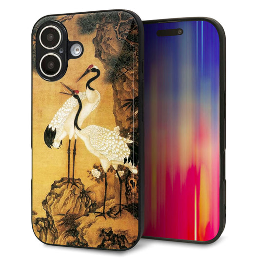iPhone16 強化ガラス＆TPUスマホケース ガラプリ【MA969 和柄 鶴鯉 A】