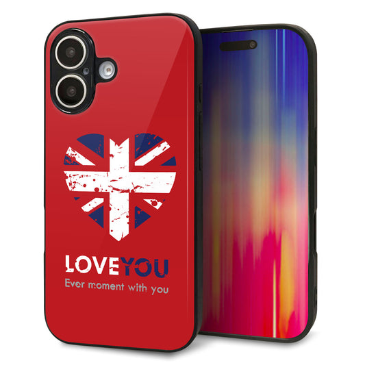 iPhone16 強化ガラス＆TPUスマホケース ガラプリ【SC804 ユニオンジャック ハートビンテージレッド】