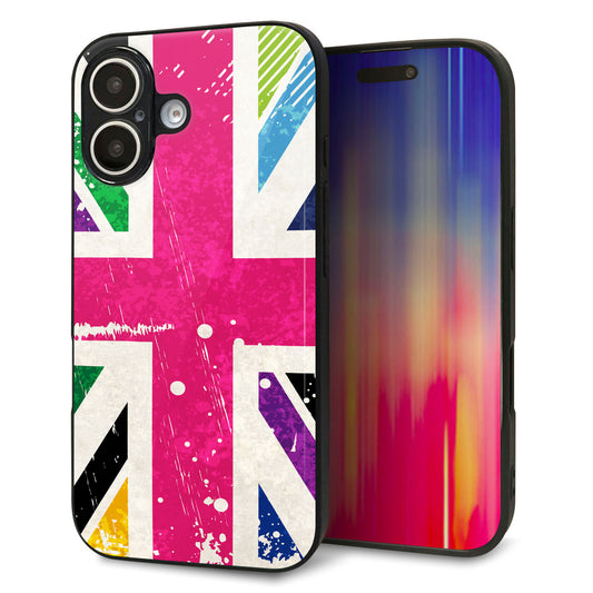 iPhone16 強化ガラス＆TPUスマホケース ガラプリ【SC806 ユニオンジャック ピンクビンテージ】