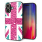 iPhone16 強化ガラス＆TPUスマホケース ガラプリ【SC807 ユニオンジャック ピンクヒョウ柄】