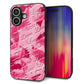 iPhone16 強化ガラス＆TPUスマホケース ガラプリ【SC845 フラワーヴェルニLOVE濃いピンク（ローズアンディアン）】