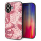 iPhone16 強化ガラス＆TPUスマホケース ガラプリ【SC846 フラワーヴェルニ花ピンク（ローズヴェルール）】