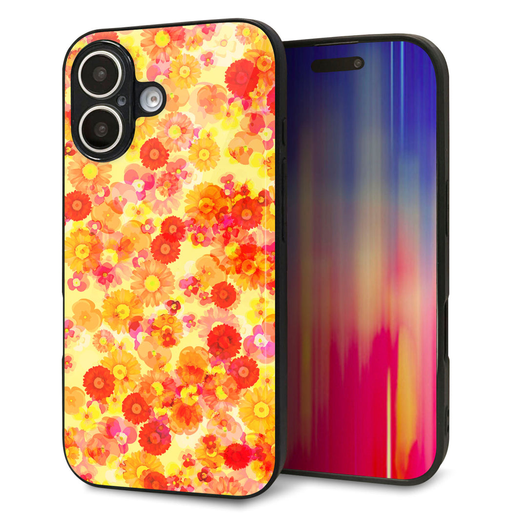 iPhone16 強化ガラス＆TPUスマホケース ガラプリ【SC867 リバティプリント フルールドパルファン（イエロー）】
