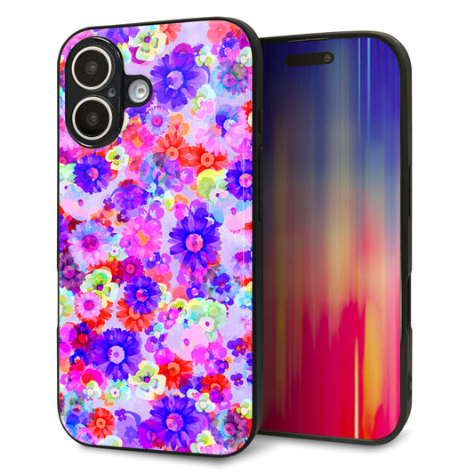 iPhone16 強化ガラス＆TPUスマホケース ガラプリ【SC868 リバティプリント フルールドパルファン（パープル）】