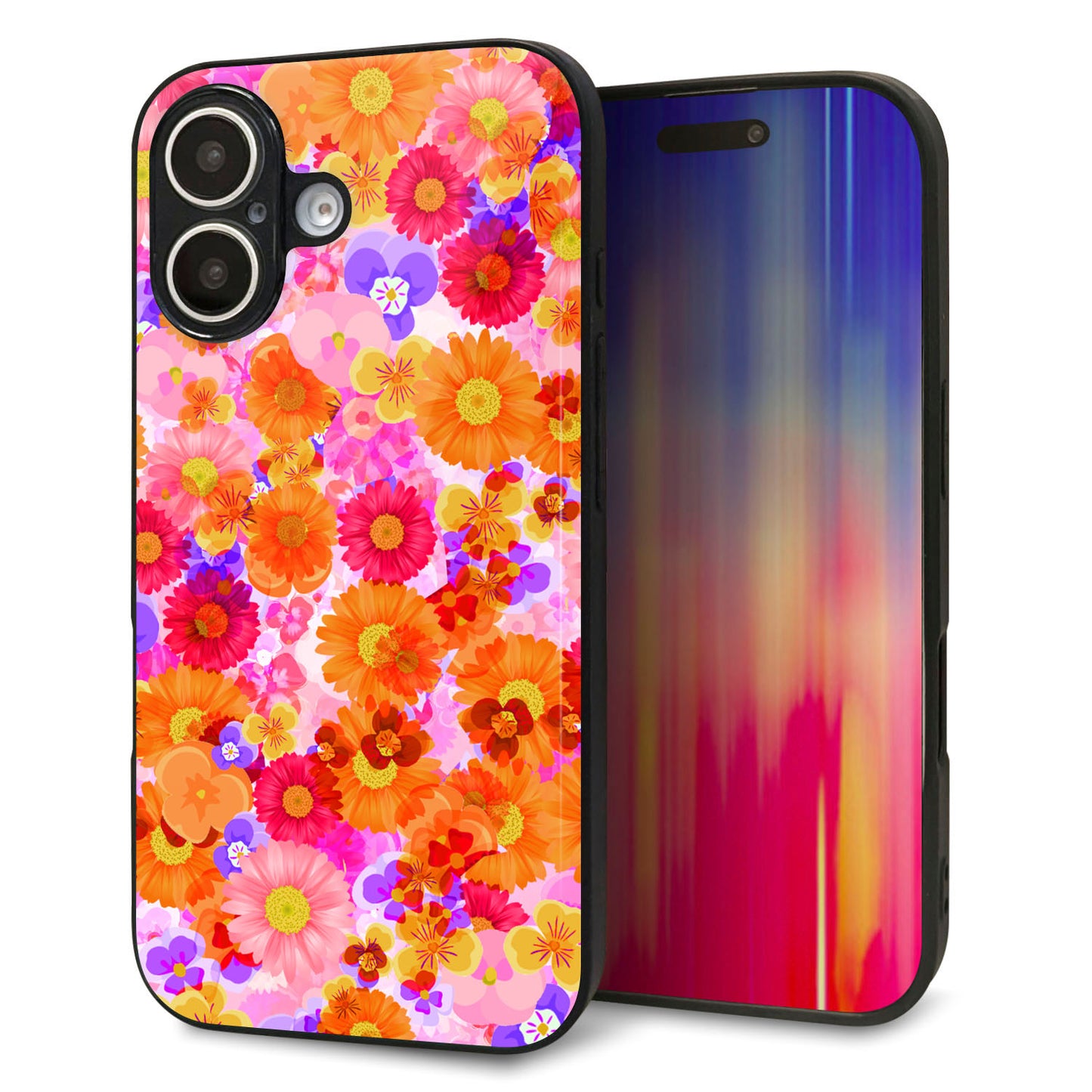 iPhone16 強化ガラス＆TPUスマホケース ガラプリ【SC869 リバティプリント フルールドパルファン（ピンク）】