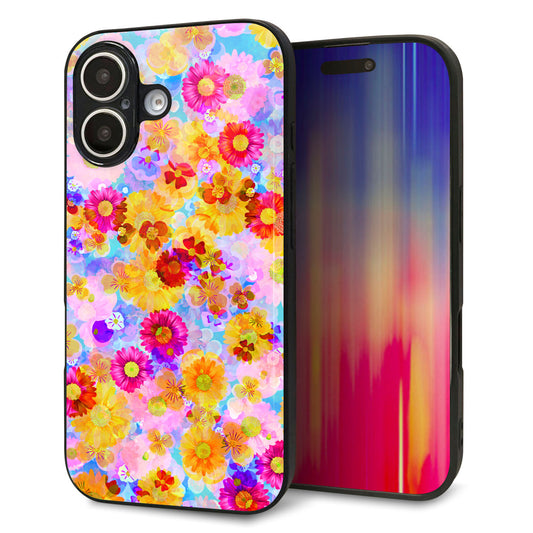 iPhone16 強化ガラス＆TPUスマホケース ガラプリ【SC870 リバティプリント フルールドパルファン（ブルー）】