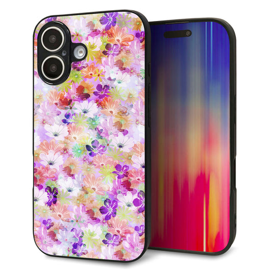 iPhone16 強化ガラス＆TPUスマホケース ガラプリ【SC873 リバティプリント プレスドフラワー（パープル）】