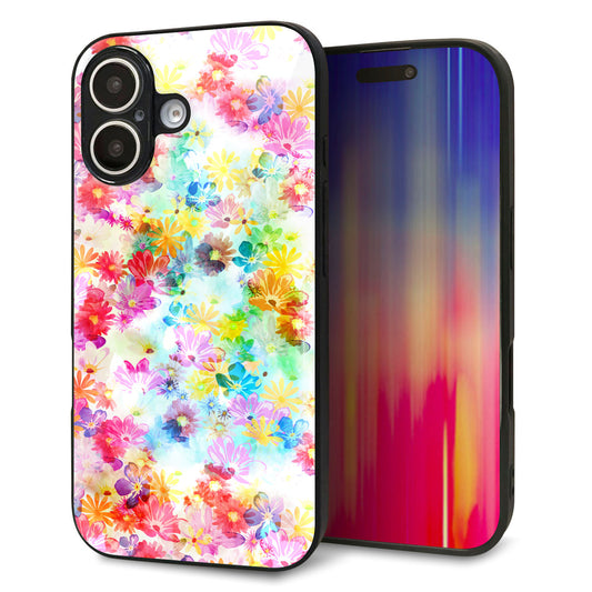 iPhone16 強化ガラス＆TPUスマホケース ガラプリ【SC876 リバティプリント プレスドフラワー（ホワイト）】