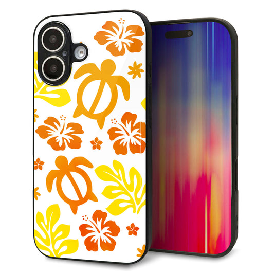 iPhone16 強化ガラス＆TPUスマホケース ガラプリ【SC877 ハワイアンアロハホヌ（イエロー）】