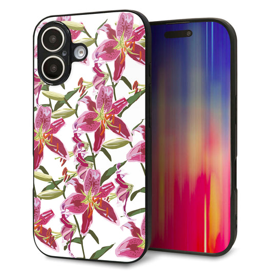 iPhone16 強化ガラス＆TPUスマホケース ガラプリ【SC892 ボタニカル スカーレットリリー】