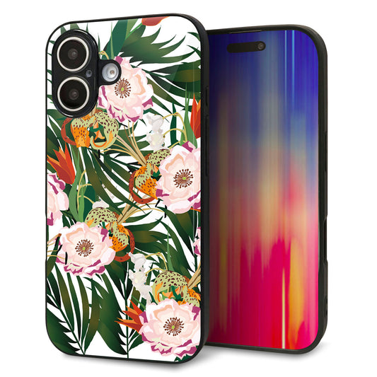 iPhone16 強化ガラス＆TPUスマホケース ガラプリ【SC895 ボタニカル フォレスト】