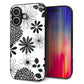 iPhone16 強化ガラス＆TPUスマホケース ガラプリ【SC912 花柄モノトーン 01】