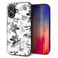 iPhone16 強化ガラス＆TPUスマホケース ガラプリ【SC914 花柄モノトーン 03】